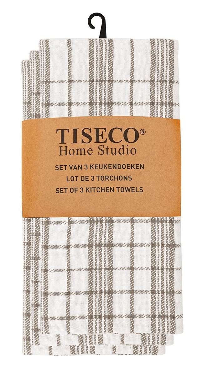 Keukenhanddoek Tiseco Home Studio Taupe Verpakking