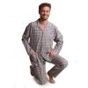 Pyjama lange mouwen heren chest knopen flanel