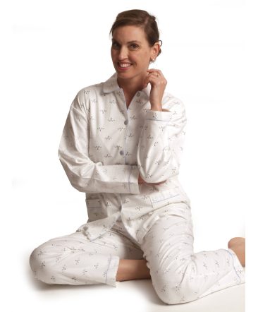 Pyjama lange mouwen dames vosjes knopen flanel