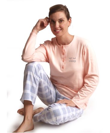 Pyjama lange mouwen dames sleep interlock/flanel