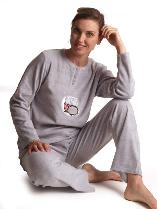 Pyjama lange mouwen dames egeltje fleece