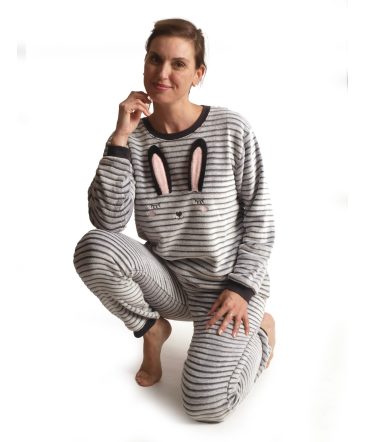 Pyjama lange broek dames konijntje fleece