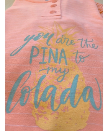Pyjama dames korte mouwen Pina Colada detail