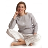 Pyjama lange mouwen dames all you need is sleep fleece - flanel cocodream 694513 lichtgrijs
