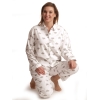 Pyjama lange mouwen dames wolkjes knopen flanel Cocodream 641512 ecru