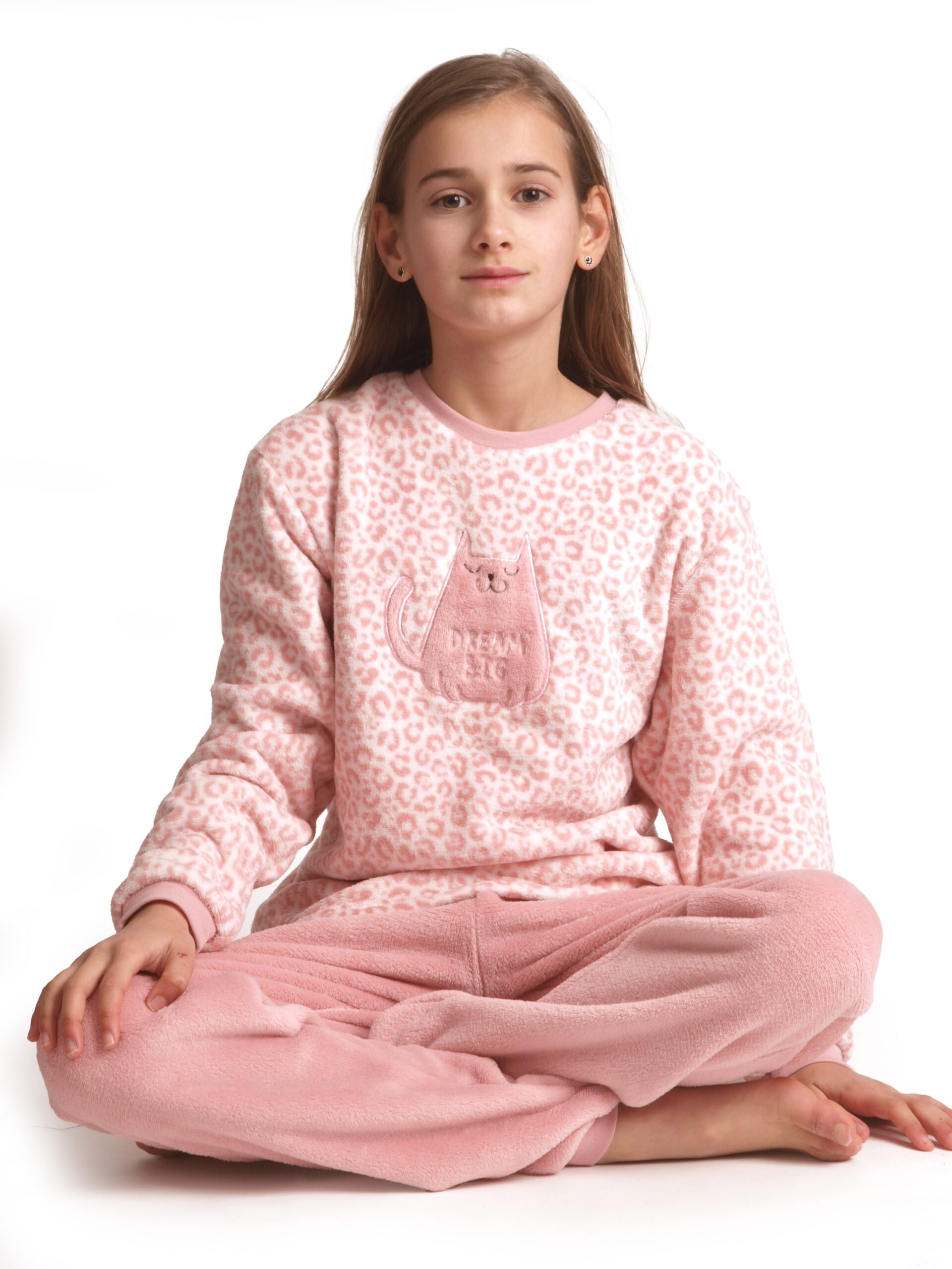 Pyjama lange mouwen meisjes dream big fleece Cocodream 391520 roze