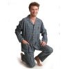 Pyjama lange mouwen heren mountains grid flanel outfitter 441585 olijfgroen