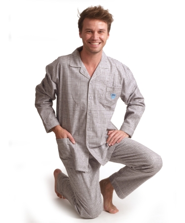 Pyjama lange mouwen heren polar bear flanel Outfitter 441583 grijs