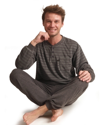 Pyjama lange mouwen heren toro stretch Outfitter 431569 grijs