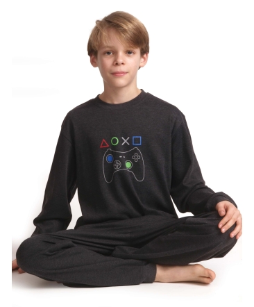 Pyjama lange mouwen jongens gaming console interlock outfitter 321555 grafiet