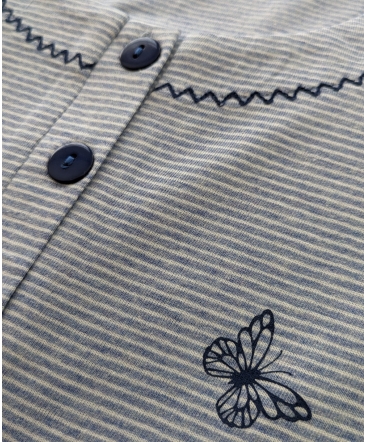 Pyjama lange mouwen butterflies Cocodream blauw Dames 611610 detail