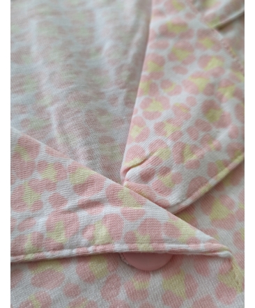 Slaapkleed korte mouwen knopen leopard Cocodream 614620 roze detail