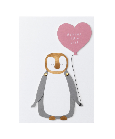 Wenskaart Pinguin 'Welcome Little One'